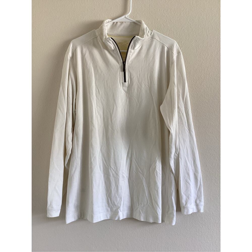 Tommy Bahama White Quarter Zip Pullover Men’s Large Pima Cotton Modal
